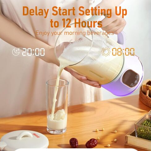 Automatic Nut Milk Maker,40oz Soy Milk Maker for Homemade Almond,Oat,Soy Milk,Plant-Based Milk,Soup Maker Machine,Milk Maker Machine with Delay Start/Keep Warm/Self Clean/Boil Water (White) in Kuwait
