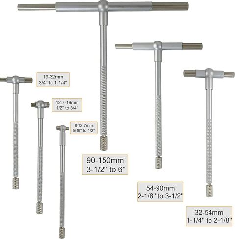6 قطع من مقاييس ثقب T مقاس 5/16 بوصة - 6 بوصة، مقياس تجويف تلسكوبي عالي الدقة مع حقيبة للتخزين in Kuwait