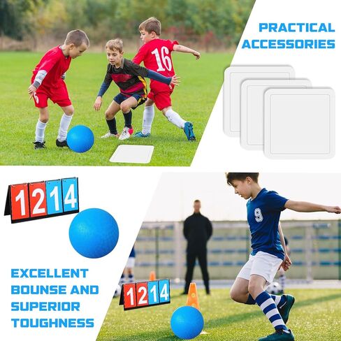 Huaerle 19 Pcs Sports Kickball Set Includes 2 Playground Ball with Air Pump 5 Rubber Throw Down Bases 10 Foul Line Cones and a Flip Scoreboard for Boys Girls Adults Playground School Backyard in Kuwait