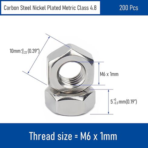 50PCS M6-1 Hex Nuts, Carbon Steel Metric Coarse Thread Hexagon Nut, ISO 4032, Class 4.8 Screw Bolt Fasteners, Nickel Plated Hardware Lock Nut in Saudi Arabia