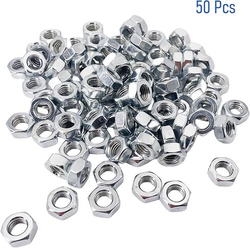 50PCS M6-1 Hex Nuts, Carbon Steel Metric Coarse Thread Hexagon Nut, ISO 4032, Class 4.8 Screw Bolt Fasteners, Nickel Plated Hardware Lock Nut in Saudi Arabia