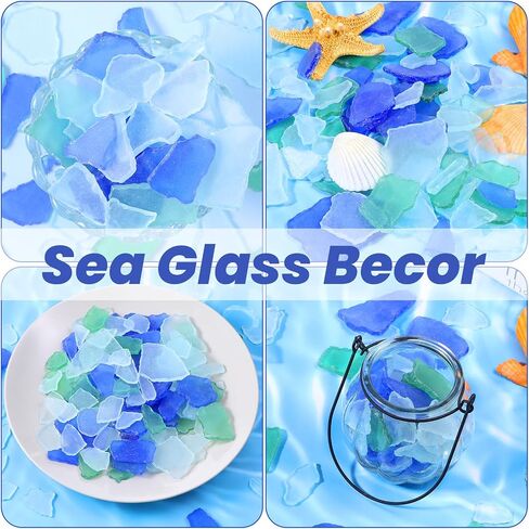 Sea Glass Pieces for Crafts, Weddings & Home Decor - Frosted Flat Glass in Blue, White & Green (36 Oz) in Saudi Arabia