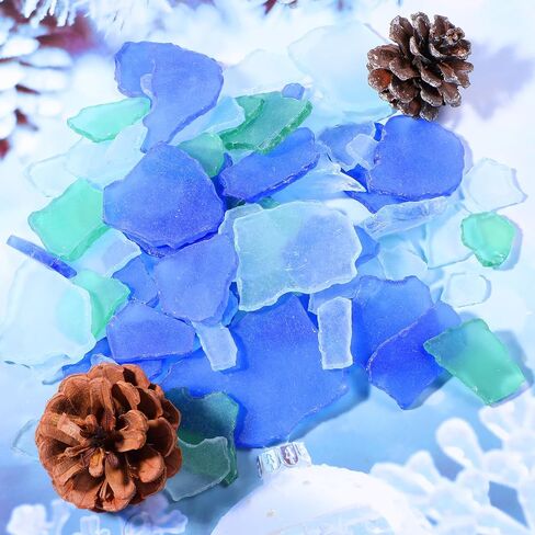 Sea Glass Pieces for Crafts, Weddings & Home Decor - Frosted Flat Glass in Blue, White & Green (36 Oz) in Saudi Arabia