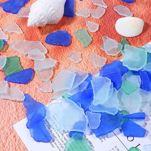 Sea Glass Pieces for Crafts, Weddings & Home Decor - Frosted Flat Glass in Blue, White & Green (36 Oz) in Saudi Arabia