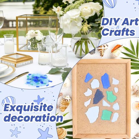 Sea Glass Pieces for Crafts, Weddings & Home Decor - Frosted Flat Glass in Blue, White & Green (36 Oz) in Saudi Arabia