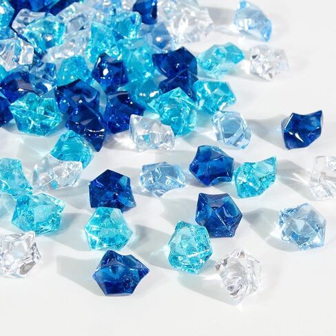 150PCS Premium Blue Fake Ice, Acrylic Ice Cubes Blue Rocks Fake Diamonds Blue Plastic ice cube, Rock Diamond Crystals, Gems Use for Party Decoration, Vase Fillers, Photography Props in Saudi Arabia