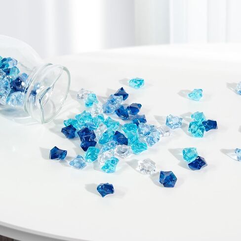 150PCS Premium Blue Fake Ice, Acrylic Ice Cubes Blue Rocks Fake Diamonds Blue Plastic ice cube, Rock Diamond Crystals, Gems Use for Party Decoration, Vase Fillers, Photography Props in Saudi Arabia