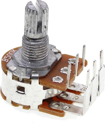 (Pack of 10) WH148 Vertical Dual Gang Inward Bending 6 Pins Potentiometer B1M 1M Ohm Variable Resistors 15mm knurled Shaft Aluminum Alloy Knob Caps in Saudi Arabia