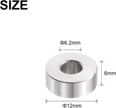 uxcell 12pcs Stainless Steel Spacer 6.2mm Bore x 15mm OD x 6mm Length Screw Bushing Plain Finish Round Metal Spacer for M6 Screws Bolts and Rods in Saudi Arabia