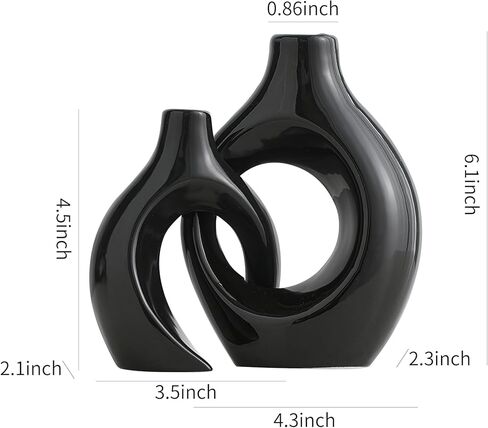 حامل شمعدان AWNR لديكور المنزل: قطعتان من حاملات الشموع السيراميكية السوداء مجموعة شموع مستدقة لقطع مركزية للطاولة ديكورات حديثة لمطبخ غرفة المعيشة in Kuwait