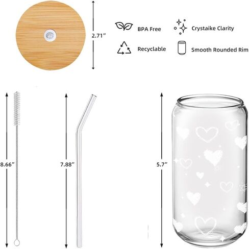 2Pack Glass Cups with Lids and Straws,Iced Coffee Cups,Glass Coffee Cups,Beer Glass Cup for Whiskey, Soda, Tea, Juice,16OZ Drinking Glasses Cups with Protective Sleeves 2 Colors,1 Brush in Saudi Arabia