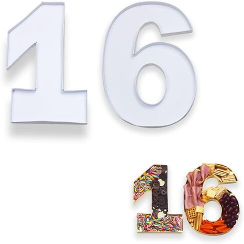 Fillable Cardboard Number Box for Charcuterie, Food, Cupdake, Dipped Berry, Birthday Decor, 10 inches (Number 16) in Saudi Arabia