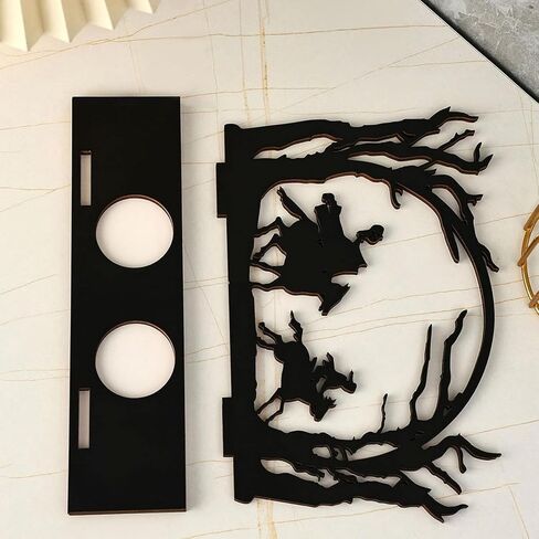 Headless Horseman Statue Candlestick Wooden Headless Silhouette Halloween Decorations Sculpture Table Artwork, Black Headless Horseman Candle Holder Figurine Hollow Desk Decor Scene (1pcs) in Saudi Arabia