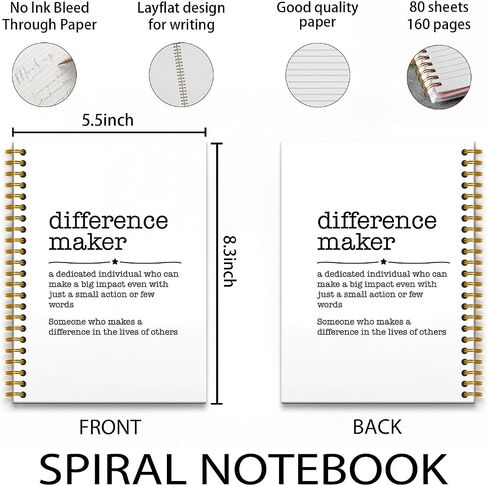 Difference Maker Spiral Journal Notebook 5.5×8.3,Difference Maker Spiral Notebooks for Work,Difference Maker Gift,Employee Appreciation Gifts,160 Pages in Saudi Arabia