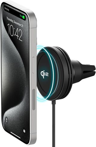 iOttie Velox Qi2 Mini 15W Wireless Charger Car Mount - Dash & Windshield Car Phone Holder - MagSafe Compatible iPhone Mount for Qi2 Smartphones (iPhone 12, 13, 14, and 15) - Car Charger Included in Kuwait