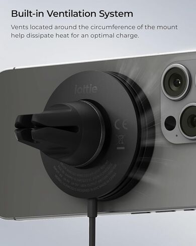 iOttie Velox Qi2 Mini 15W Wireless Charger Car Mount - Dash & Windshield Car Phone Holder - MagSafe Compatible iPhone Mount for Qi2 Smartphones (iPhone 12, 13, 14, and 15) - Car Charger Included in Kuwait
