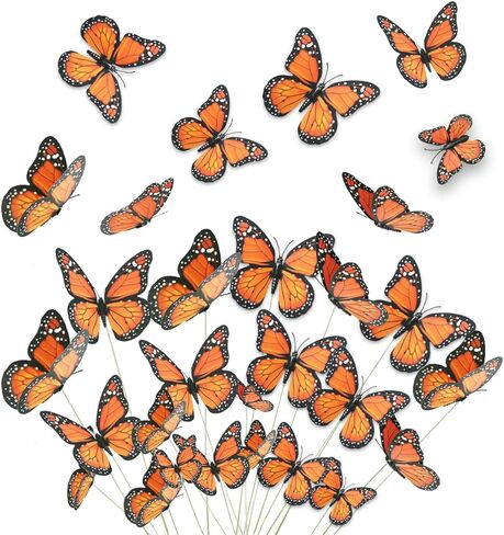 HSONAIGEE 48 Pcs Monarch Butterfly Decor 4 Sizes 3D Halloween Butterflies Wall Decal Fall Butterfly for Crafts Halloween Party Wall Table Bedroom Decorations in Saudi Arabia