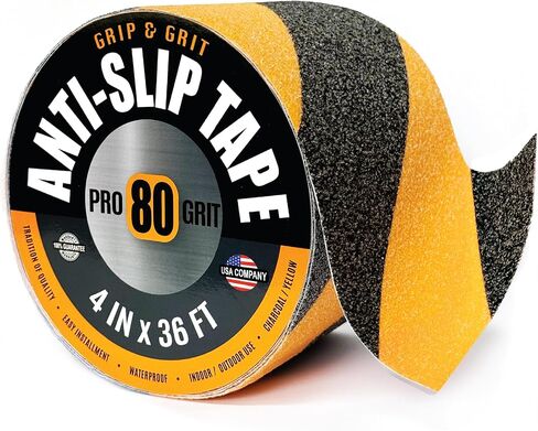 Grip Tape Pro Grade Anti Slip Tape for Stairs & Floors, 2IN x 36FT, Safety Traction Tape, Indoor / Outdoor Stair Treads Non Slip Tape, Waterproof Black / Yellow Safety Tape, Non Skid Friction Tape in Saudi Arabia