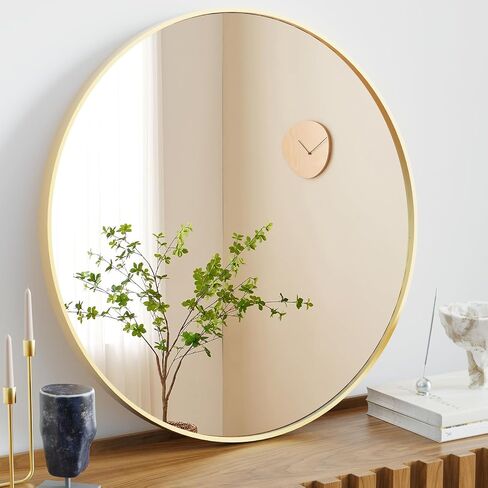 Sweetcrispy Gold Round Wall Mirror 24 Inch, Bathroom Mirrors for Over Sink, Circle Mirror for Bathroom, Entryway, Bedroom, Vanity in Saudi Arabia