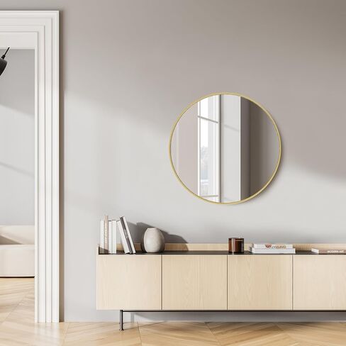 Sweetcrispy Gold Round Wall Mirror 24 Inch, Bathroom Mirrors for Over Sink, Circle Mirror for Bathroom, Entryway, Bedroom, Vanity in Saudi Arabia