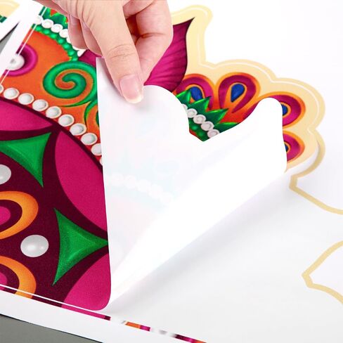 Diwali Decorations for Home Happy Diwali Rangoli Pattern Stickers for Floor Traditional Indian Diwali Entrance Decorations for Celebration Festival Party Supplies in Saudi Arabia