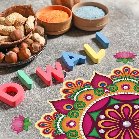 Diwali Decorations for Home Happy Diwali Rangoli Pattern Stickers for Floor Traditional Indian Diwali Entrance Decorations for Celebration Festival Party Supplies in Saudi Arabia