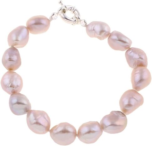 Women's Pearl Bracelet | Large 10-11mm Baroque Freshwater Cultured Bracelet for Women Ladies and Girls Length 7.5" (White) in Saudi Arabia