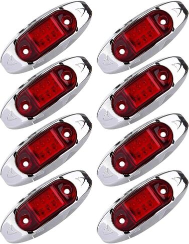cciyu 2pcs 6LED Red Mini LED Side Marker Red Light with Chrome Bezel Assembly Universal LED Clearance Markers Lights for Truck Trailer Boat ATV Marine in Saudi Arabia