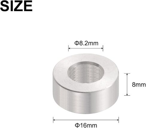 uxcell 12pcs Aluminum Spacer 8.2mm Bore x 16mm OD x 8mm Length Screw Bushing Plain Finish Round Metal Spacer for M8 Screws Bolts and Rods in Saudi Arabia