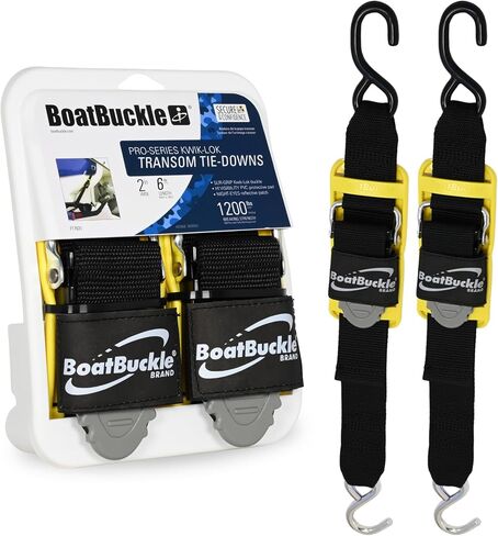BoatBuckle Pro Series Kwik-Lok Transom Tie-Down (2-Inch x 2-Feet, Black), Pack of 2 in Saudi Arabia