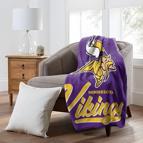 Northwest NFL Minnesota Vikings Unisex-Adult Raschel Throw Blanket, 50" x 60", Signature in Saudi Arabia
