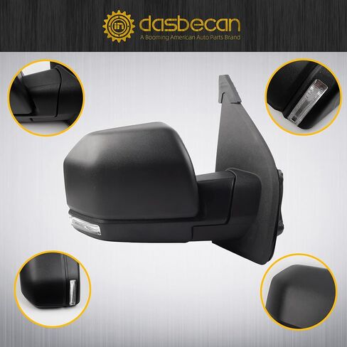 مرآة جانبية يسار من داسبيكان متوافقة مع جانب السائق Ford F-150 2015-2018 FL3Z17683BB FO1320522 6 دبابيس إشارة الانعطاف LED الساخنة in Saudi Arabia