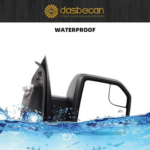 مرآة جانبية يسار من داسبيكان متوافقة مع جانب السائق Ford F-150 2015-2018 FL3Z17683BB FO1320522 6 دبابيس إشارة الانعطاف LED الساخنة in Saudi Arabia