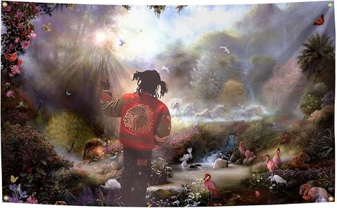 Generic Rap Singer Chi-ef Music Ke-ef Album Tapestry 3X5 Feet Home Decoration Tapestry Bedroom, Living Room, University Dormitory Decoration Available for Indoor and Outdoor Use, red in Saudi Arabia