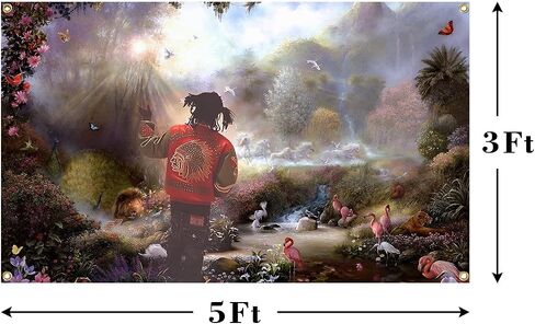 Generic Rap Singer Chi-ef Music Ke-ef Album Tapestry 3X5 Feet Home Decoration Tapestry Bedroom, Living Room, University Dormitory Decoration Available for Indoor and Outdoor Use, red in Saudi Arabia