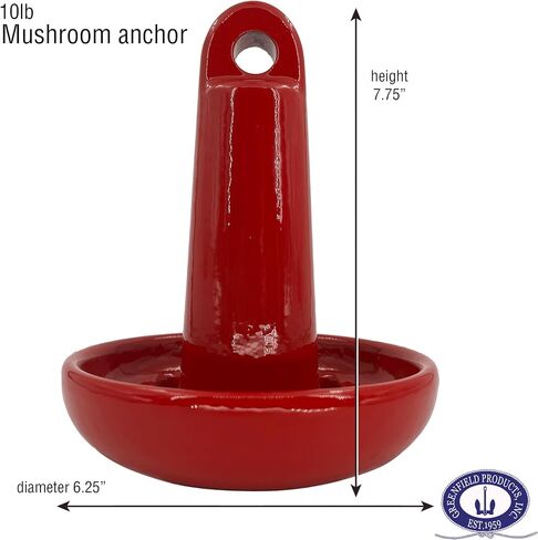 Greenfield Mushroom Anchor, 10 lbs Small Boat, Jetski Anchor, PWC Anchor. Effective in Sandy, Muddy, Weedy Bottoms. USA-Made. in Kuwait