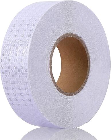 KEILEOHO شريط أمان عاكس مقاس 2 بوصة × 164 قدم أبيض، أشرطة عاكسة على شكل قرص العسل عالية الكثافة مقاومة للماء ومقاومة لأشعة الشمس، شريط مضيء لملابس السيارة والدراجة في الهواء الطلق in Kuwait