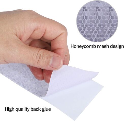 KEILEOHO شريط أمان عاكس مقاس 2 بوصة × 164 قدم أبيض، أشرطة عاكسة على شكل قرص العسل عالية الكثافة مقاومة للماء ومقاومة لأشعة الشمس، شريط مضيء لملابس السيارة والدراجة في الهواء الطلق in Kuwait