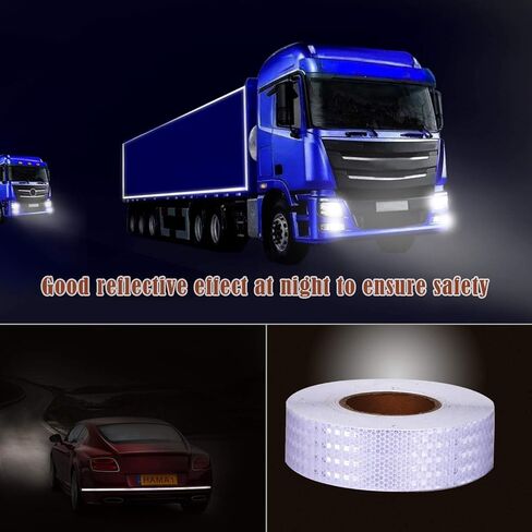 KEILEOHO شريط أمان عاكس مقاس 2 بوصة × 164 قدم أبيض، أشرطة عاكسة على شكل قرص العسل عالية الكثافة مقاومة للماء ومقاومة لأشعة الشمس، شريط مضيء لملابس السيارة والدراجة في الهواء الطلق in Kuwait