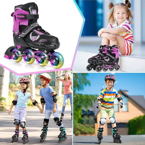 جيميت زلاجات مضمنة قابلة للتعديل للأعمار من 3 إلى 6 سنوات للأطفال الصغار و5-8 أطفال، زلاجات دوارة خارجية للفتيات والأولاد المبتدئين مع عجلات مضيئة in Kuwait