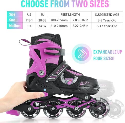 جيميت زلاجات مضمنة قابلة للتعديل للأعمار من 3 إلى 6 سنوات للأطفال الصغار و5-8 أطفال، زلاجات دوارة خارجية للفتيات والأولاد المبتدئين مع عجلات مضيئة in Kuwait