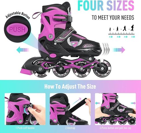 جيميت زلاجات مضمنة قابلة للتعديل للأعمار من 3 إلى 6 سنوات للأطفال الصغار و5-8 أطفال، زلاجات دوارة خارجية للفتيات والأولاد المبتدئين مع عجلات مضيئة in Kuwait