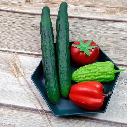 2PCS Artificial Cucumber Soft PU Fake Vegetable Simulation Realistic Faux Cucumber Model for Home Kitchen Decoration Party Photography Props in Saudi Arabia