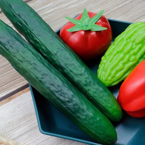 2PCS Artificial Cucumber Soft PU Fake Vegetable Simulation Realistic Faux Cucumber Model for Home Kitchen Decoration Party Photography Props in Saudi Arabia