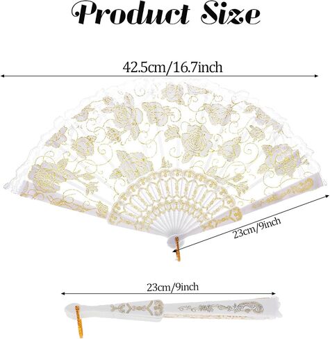 Bamboo Silk Folding Fan White Lace Handheld Folding Fan Decorative Chinese Fan with Tassels Foldable Plastic Hand Bulk for Women Tea Party Wedding Costume Weddings Dancing Party DIY Bridal Hand Fan in Saudi Arabia