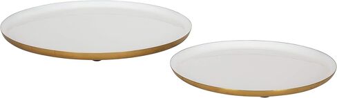 Kate and Laurel Neila Modern Tray Set, 2 Pieces, White and Gold, Decorative Trays for Storage and Display in Saudi Arabia