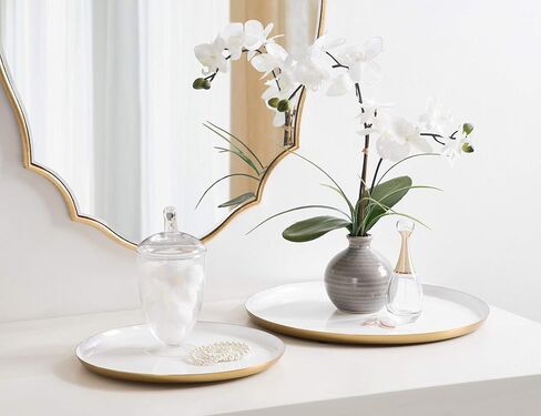 Kate and Laurel Neila Modern Tray Set, 2 Pieces, White and Gold, Decorative Trays for Storage and Display in Saudi Arabia