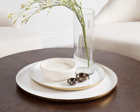 Kate and Laurel Neila Modern Tray Set, 2 Pieces, White and Gold, Decorative Trays for Storage and Display in Saudi Arabia