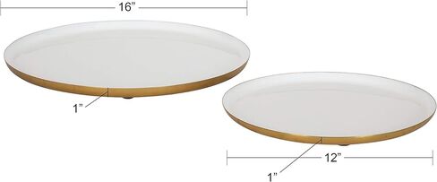 Kate and Laurel Neila Modern Tray Set, 2 Pieces, White and Gold, Decorative Trays for Storage and Display in Saudi Arabia