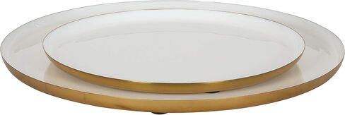 Kate and Laurel Neila Modern Tray Set, 2 Pieces, White and Gold, Decorative Trays for Storage and Display in Saudi Arabia